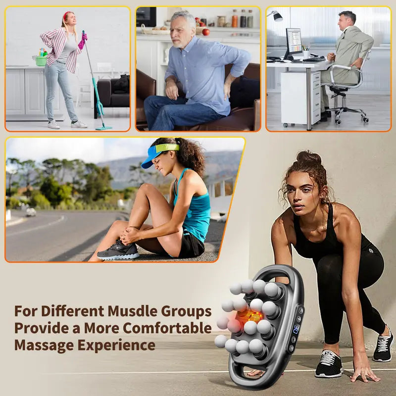 16-Head Massage Gun with Red Light Therapy